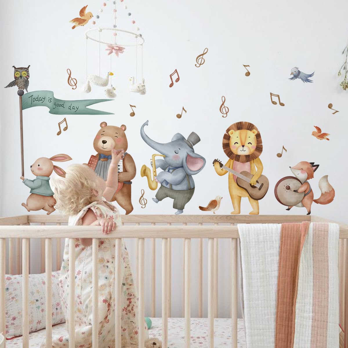 Generic Jungle Baby Animals bear wall decal adds playful charm to kids' rooms and removable.