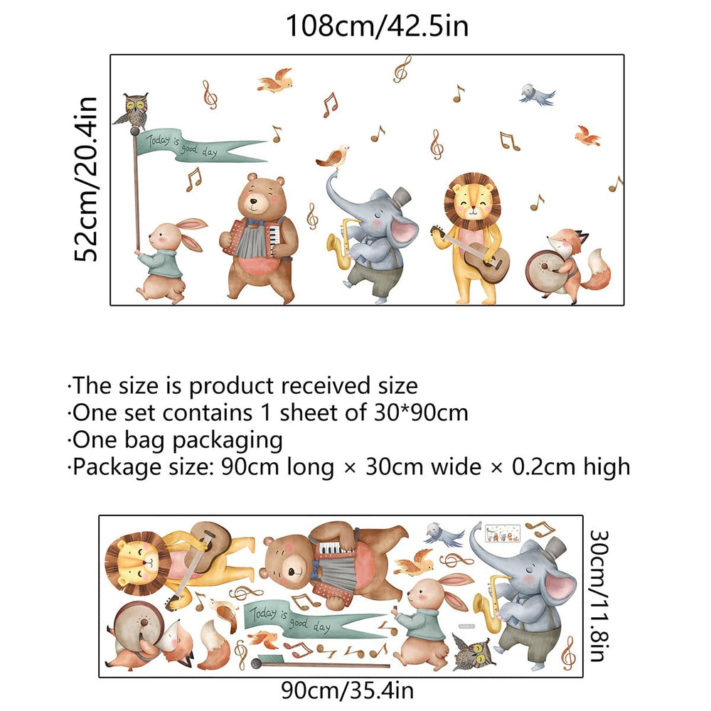 Generic Jungle Baby Animals musical notes wall sticker is kid-friendly and repositionable.