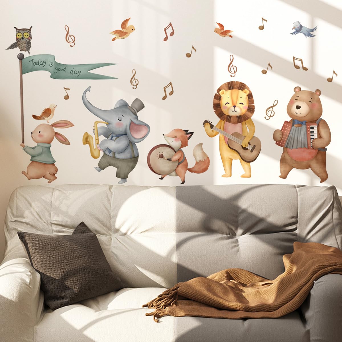 Generic Jungle Baby Animals safari wall stickers create a forest scene in any space.