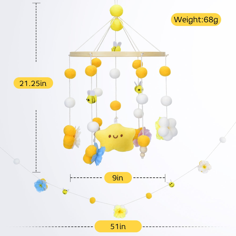 Generic mobile features soft felt bees and flowers for soothing baby engagement