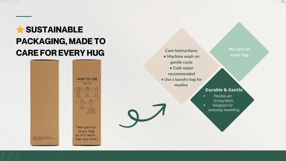 Generic Muslin Swaddle Blanket gift-ready packaging; perfect for baby showers.