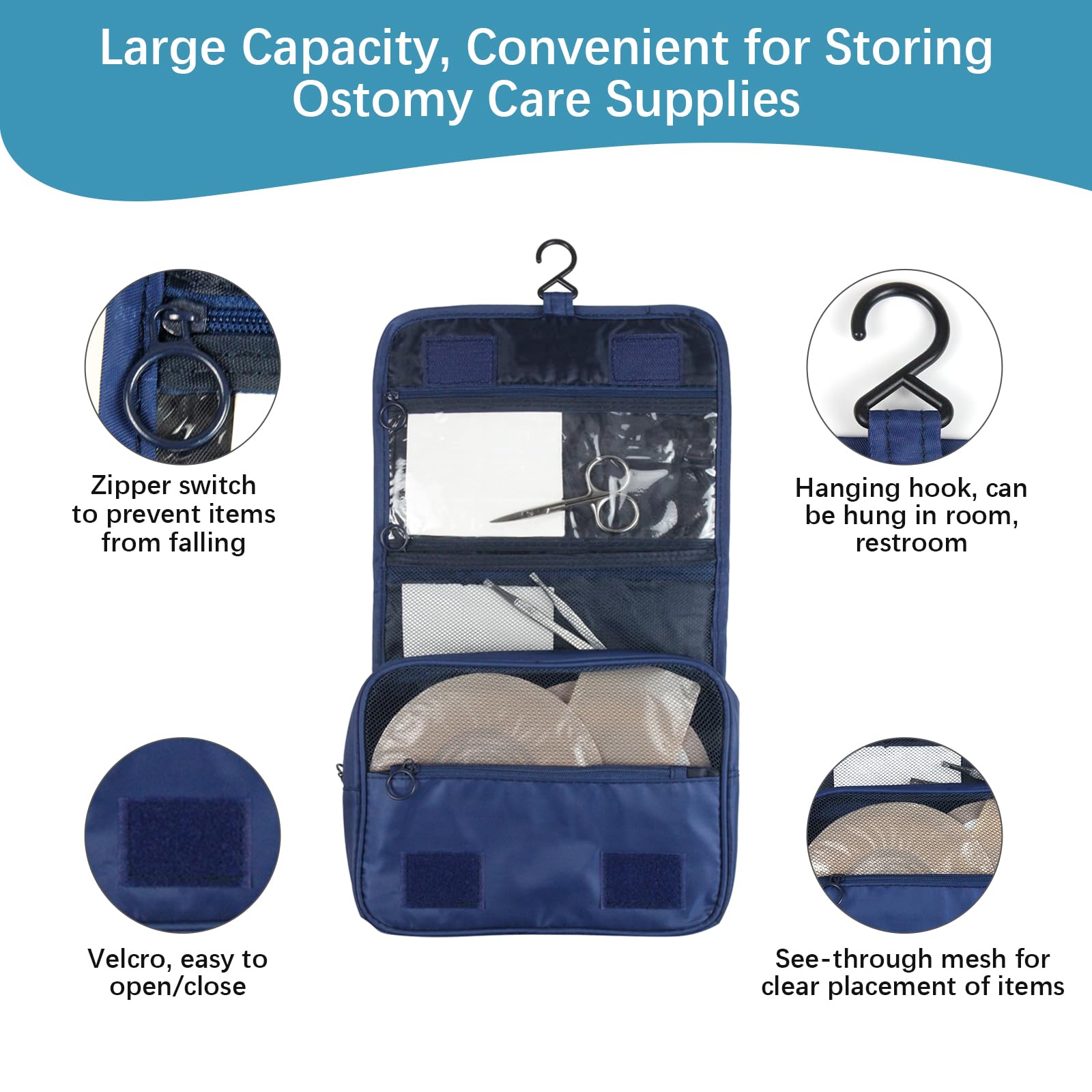 Generic ostomy travel bag waterproof-material: leak protection keeps supplies safe during travel.