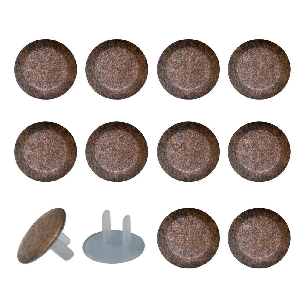 Generic brown leather outlet covers, 24-pack, ready to protect outlets.