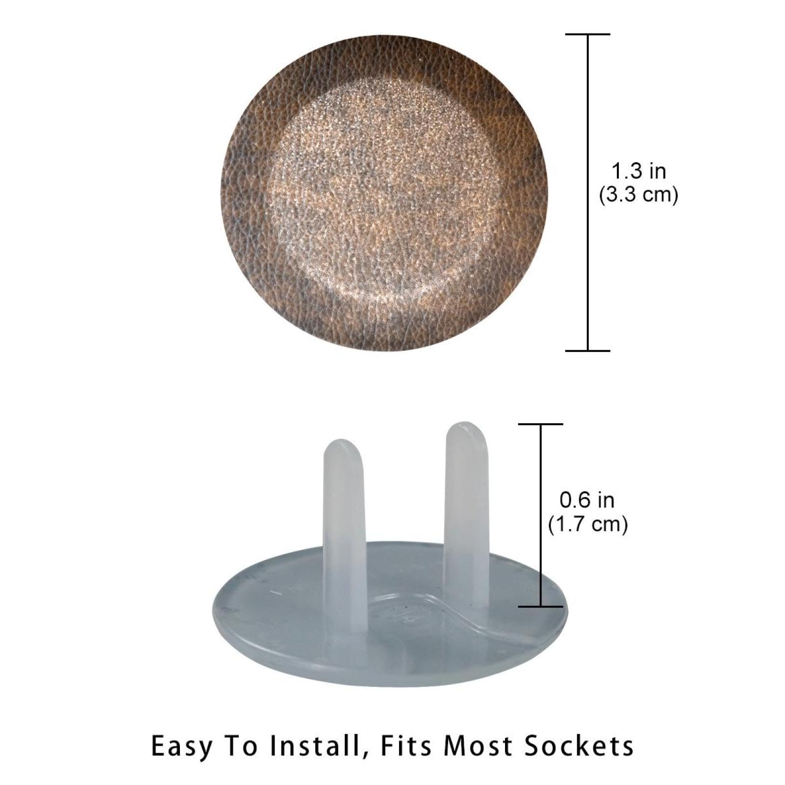 Child-safe design shown on brown leather outlet covers.
