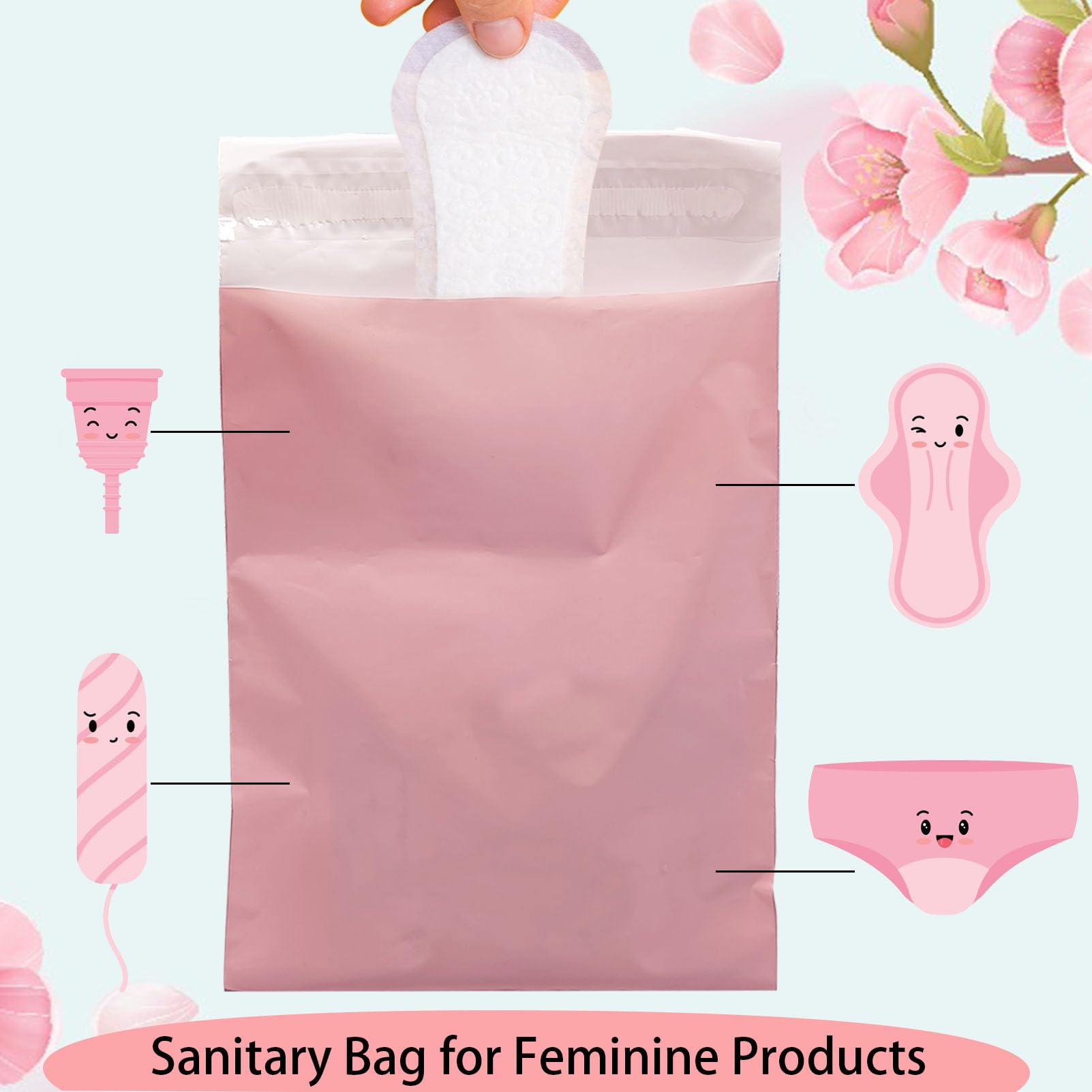 Generic sanitary bags help manage odors during bathroom routines.