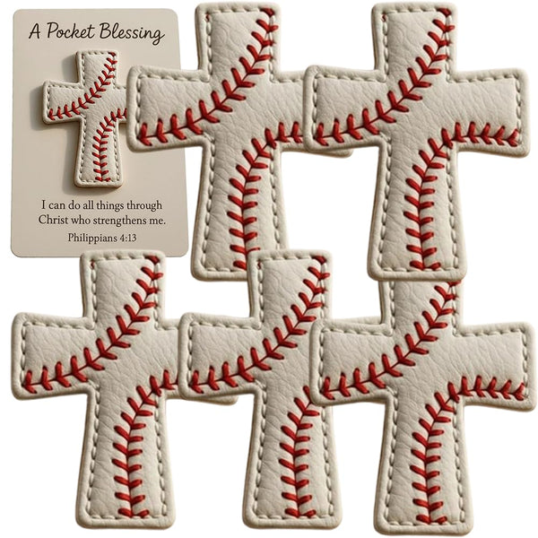 Generic Pocket Blessing Baseball Cross front view—durable leather faith accessory for everyday carry.