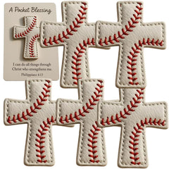 Generic Pocket Blessing Baseball Cross front view—durable leather faith accessory for everyday carry.