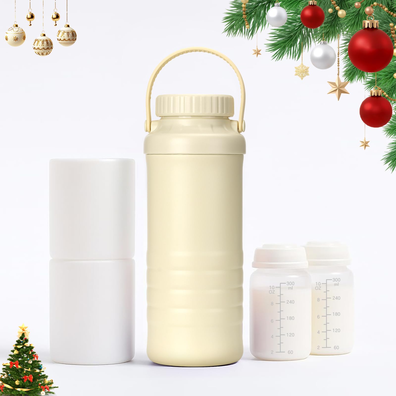 Generic portable breast milk cooler bottle front view with on-the-go cooling