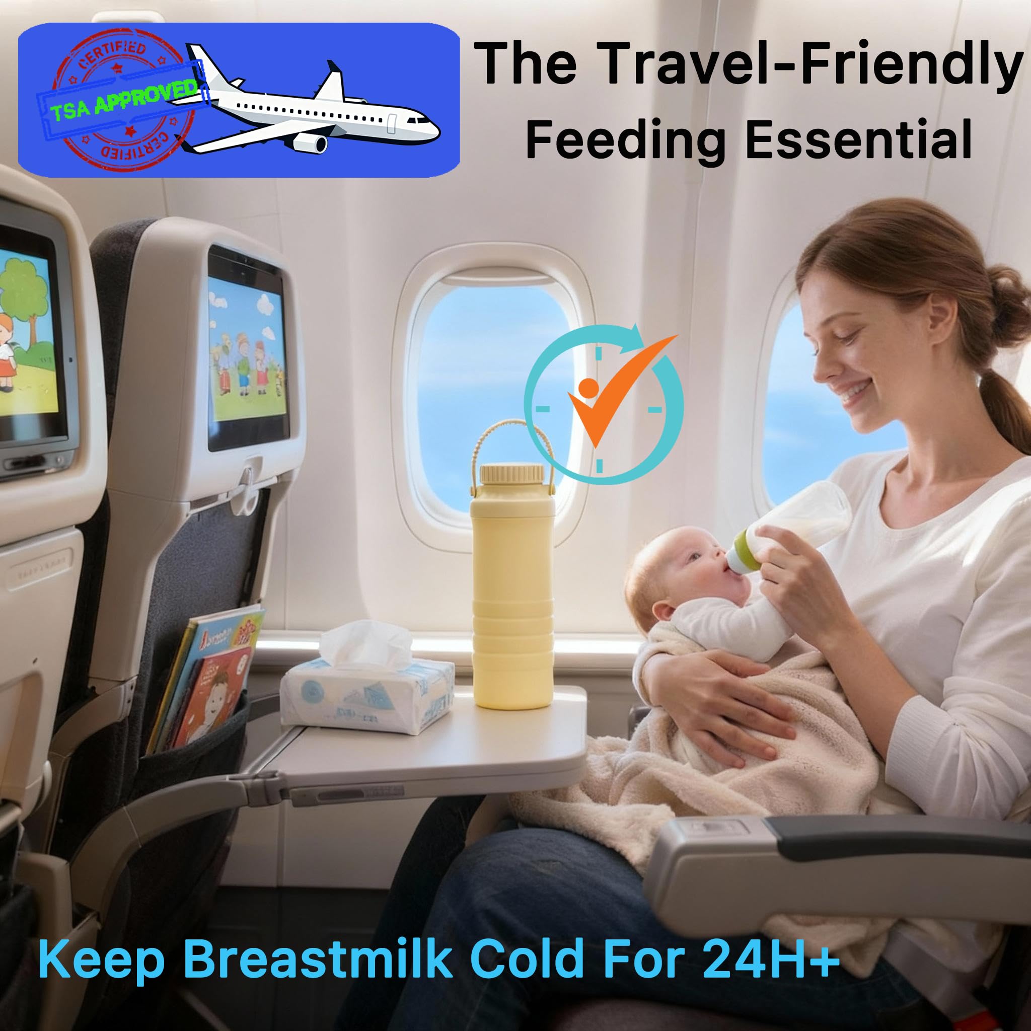 Generic portable breast milk cooler bottle two bottles inside for storage