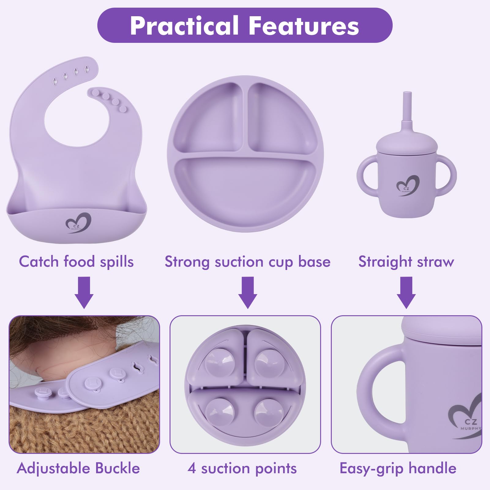 Generic silicone baby feeding set training cup ergonomic for small hands.