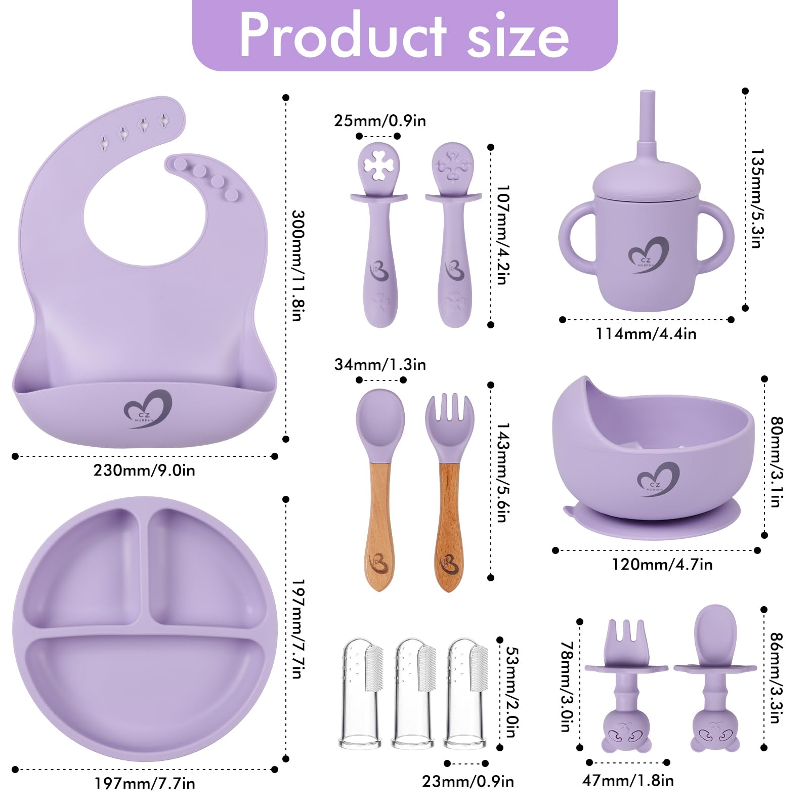 Generic silicone baby feeding set wooden fork with comfortable grip during meals.