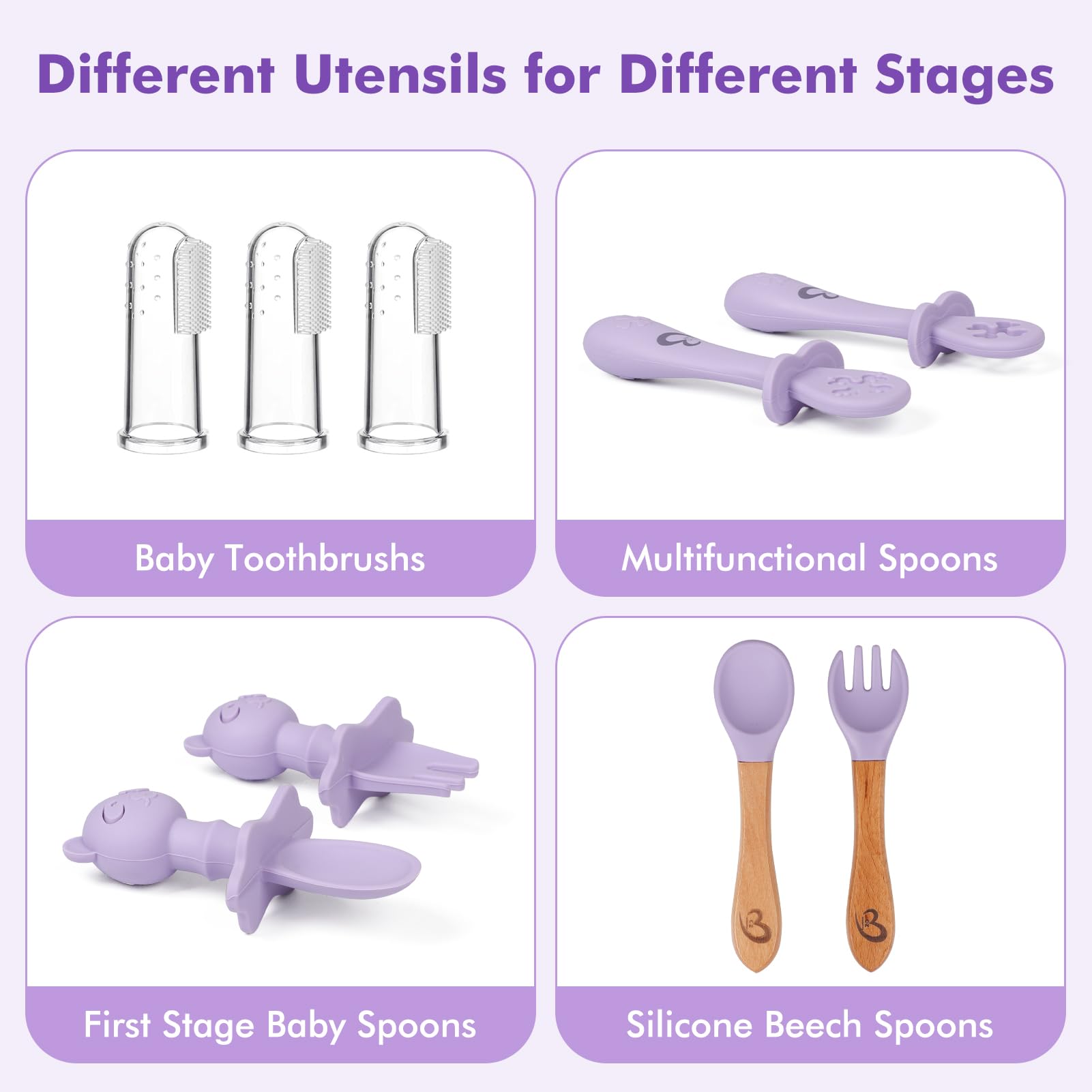 Generic silicone baby feeding set wooden spoon provides safe feeding and smooth guidance.