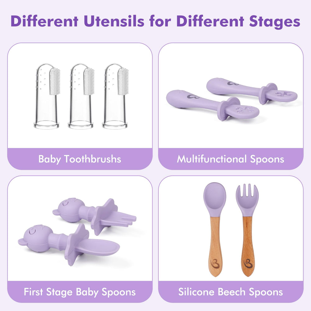 Generic silicone baby feeding set wooden spoon provides safe feeding and smooth guidance.