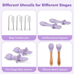 Generic silicone baby feeding set wooden spoon provides safe feeding and smooth guidance.
