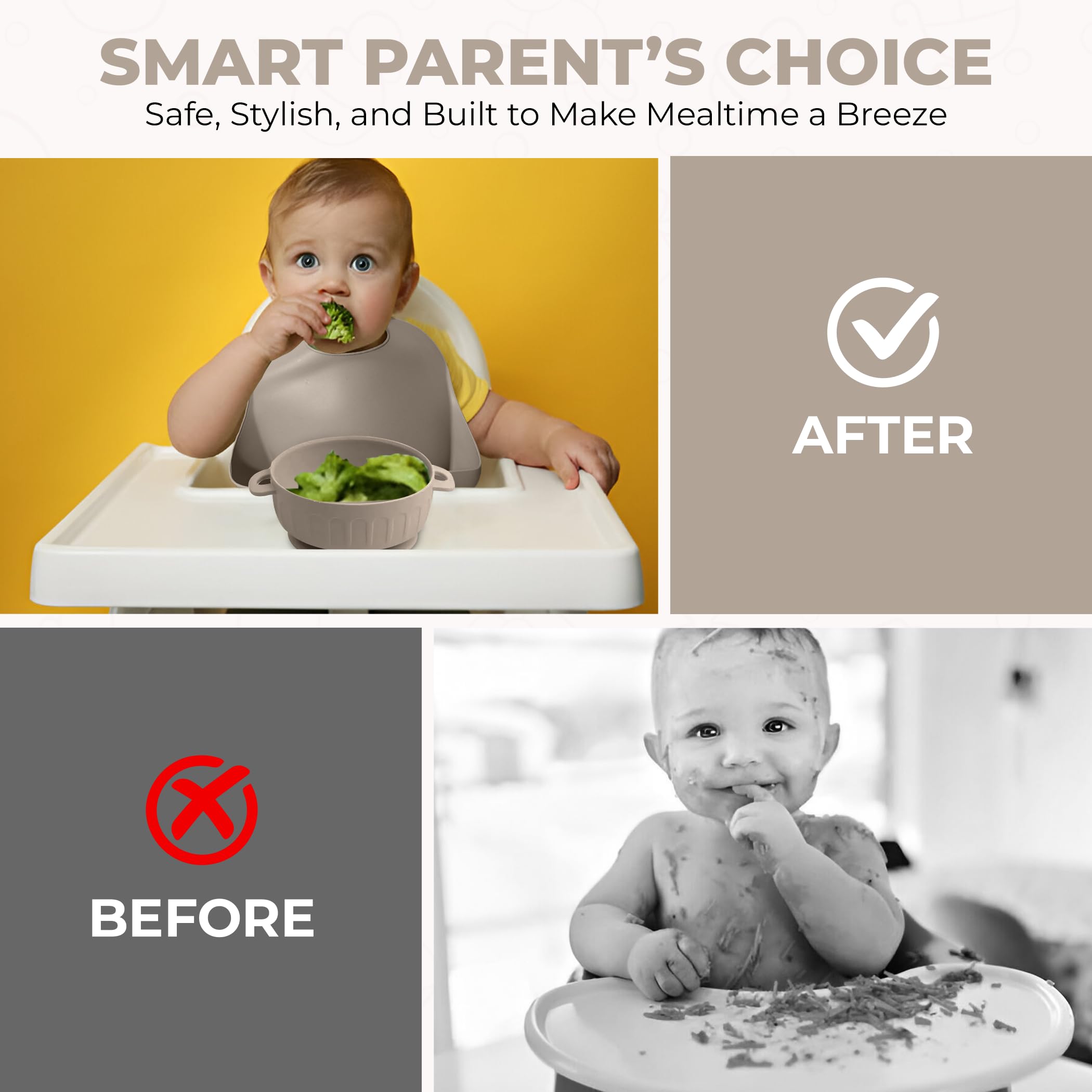 Generic SiliFeed full feeding kit laid out for a worry-free mealtime