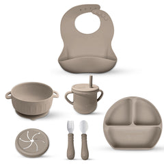 Generic SiliFeed suction bowl on table reduces spills during mealtime