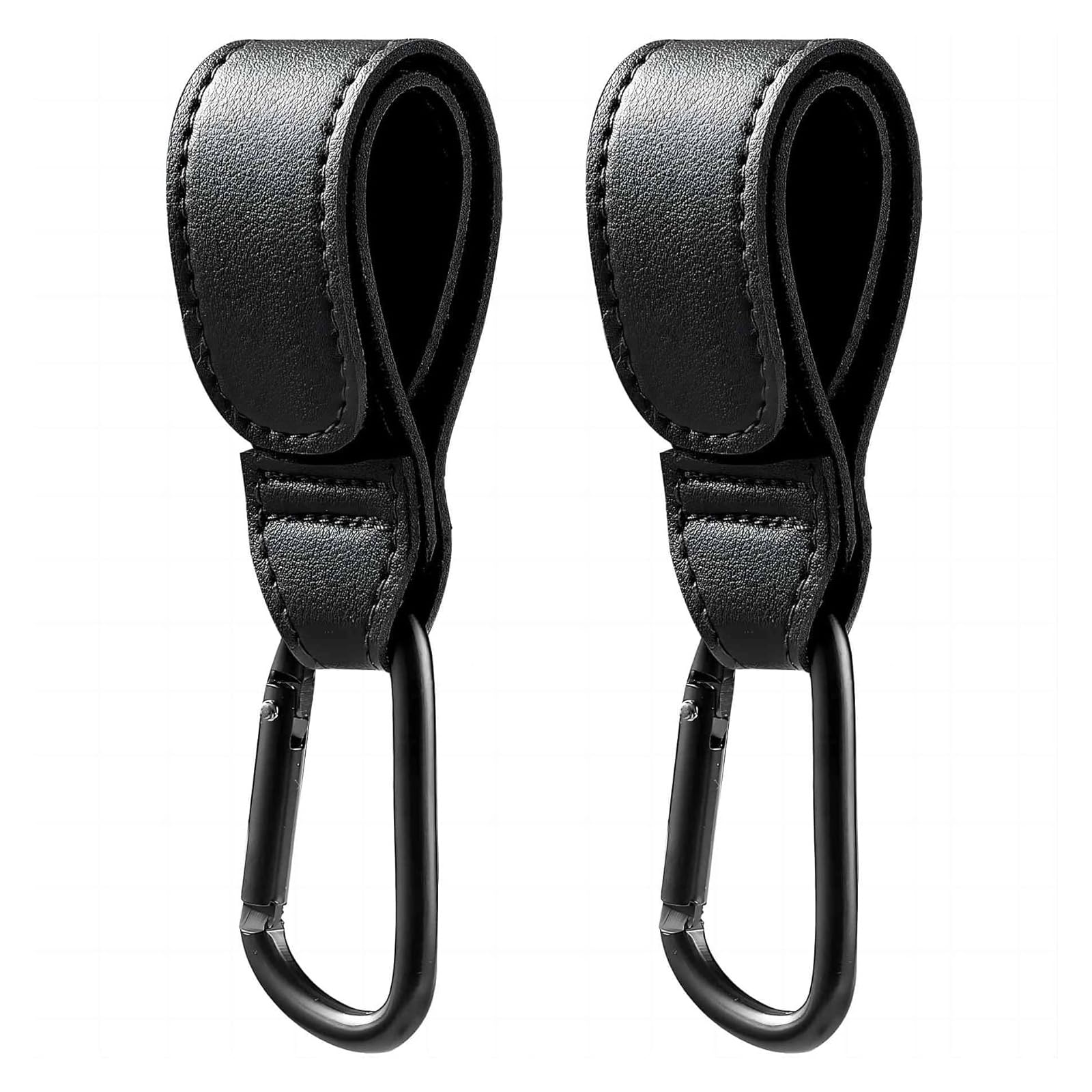 Generic Stroller Hooks on a stroller handle enable hands-free shopping.