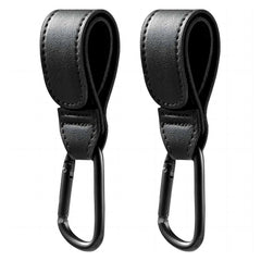 Generic Stroller Hooks on a stroller handle enable hands-free shopping.