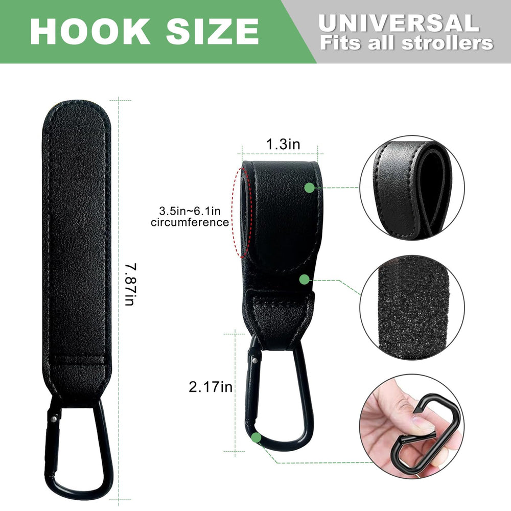 Generic Stroller Hooks ensure even bag distribution for stroller balance.