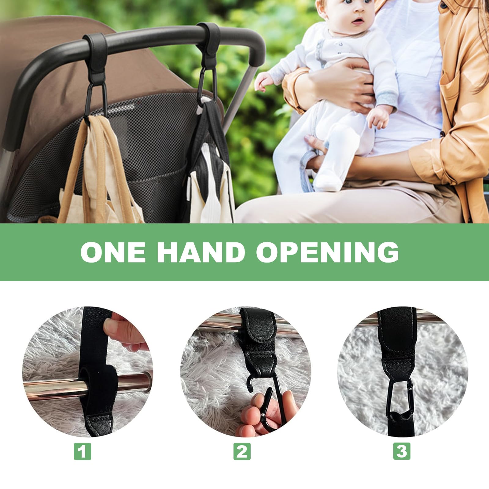Generic Stroller Hooks travel-ready, compact, and lightweight.