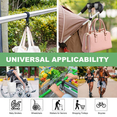 Generic Stroller Hooks fit most stroller handles and can attach to wheelchairs and carts.