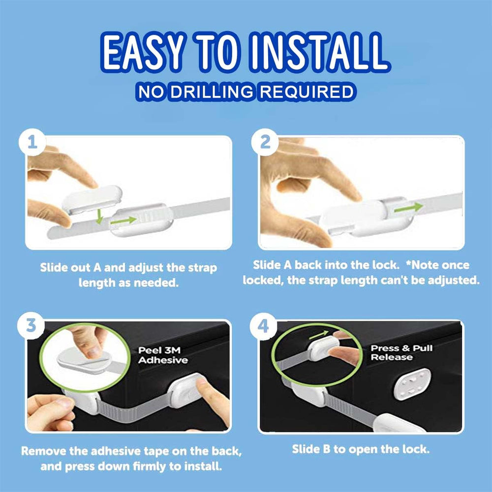 Generic universal baby lock installs in seconds, no tools.
