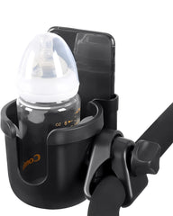 Generic universal stroller cup holder with 360 rotation keeps drinks easily reachable.