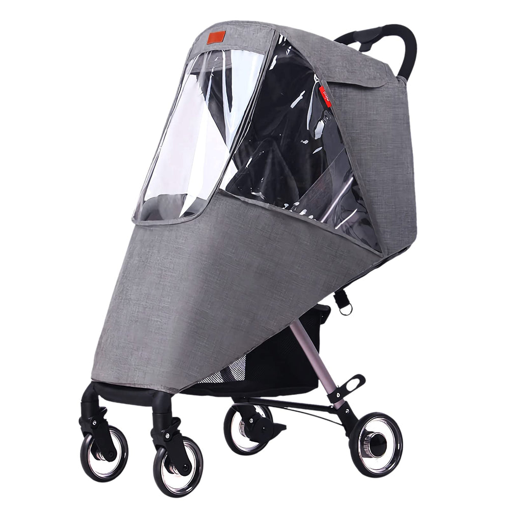 Generic universal stroller rain cover front view with clear window for easy baby visibility.