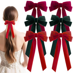 Generic Velvet Bows Clip Red front view highlighting soft velvet and secure hold
