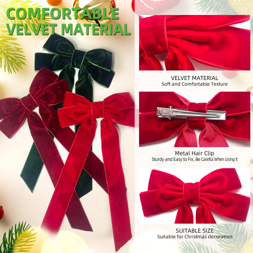 Generic Velvet Bows Clip Red side view showing gentle grip for all-day wear