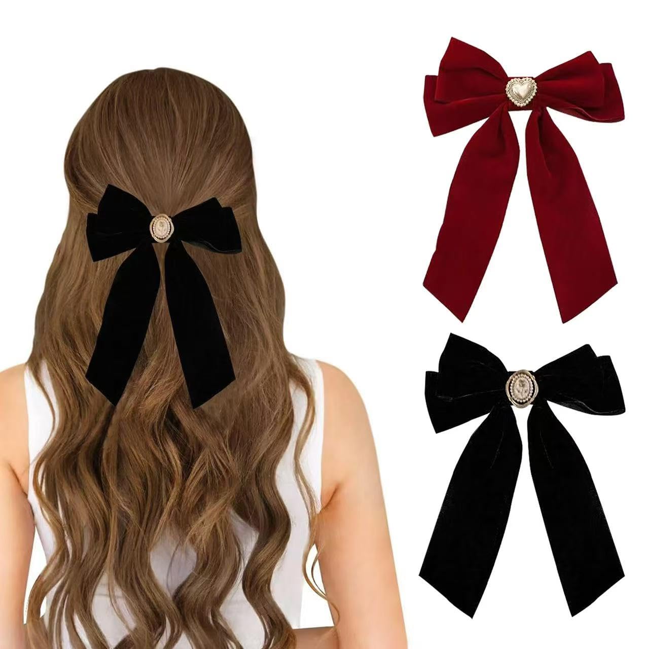 Generic velvet hair bow pack front view for everyday elegance