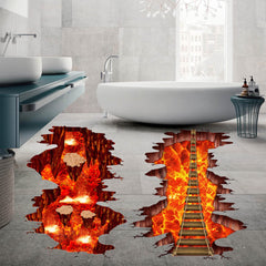Generic Volcano 3D floor sticker with lava bridge for dramatic room entry