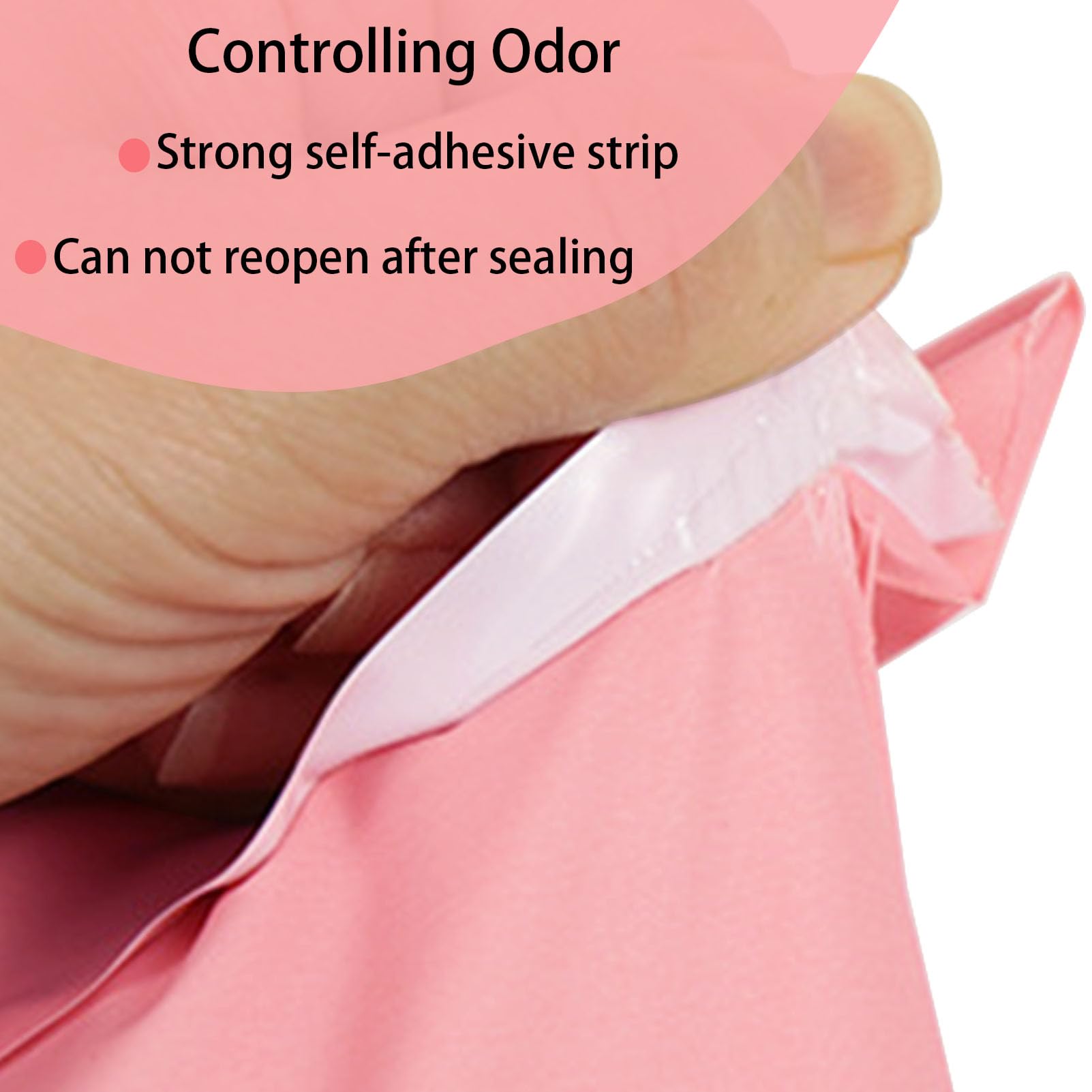 Generic pink disposal bags are waterproof and opaque for privacy.