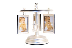Generic Wind Up Carousel Frame silver slots displaying six 2x3 photos