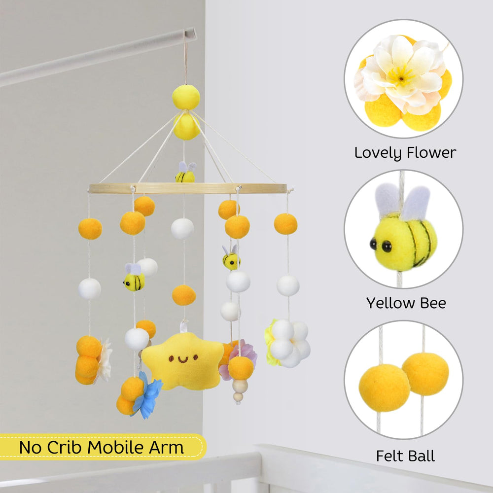 Generic wooden arched frame provides sturdy hanging support for the crib mobile