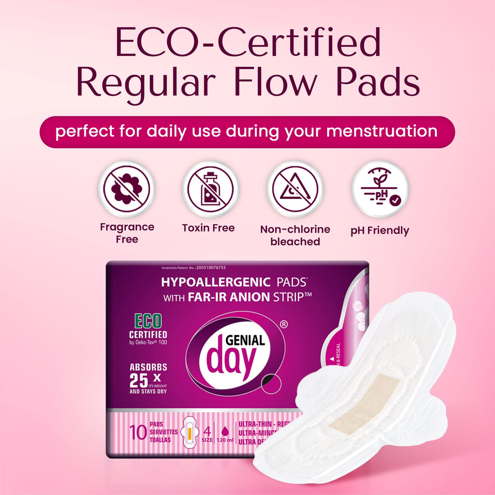 GENIAL DAY pad with FAR-IR anion strip for natural odor management.
