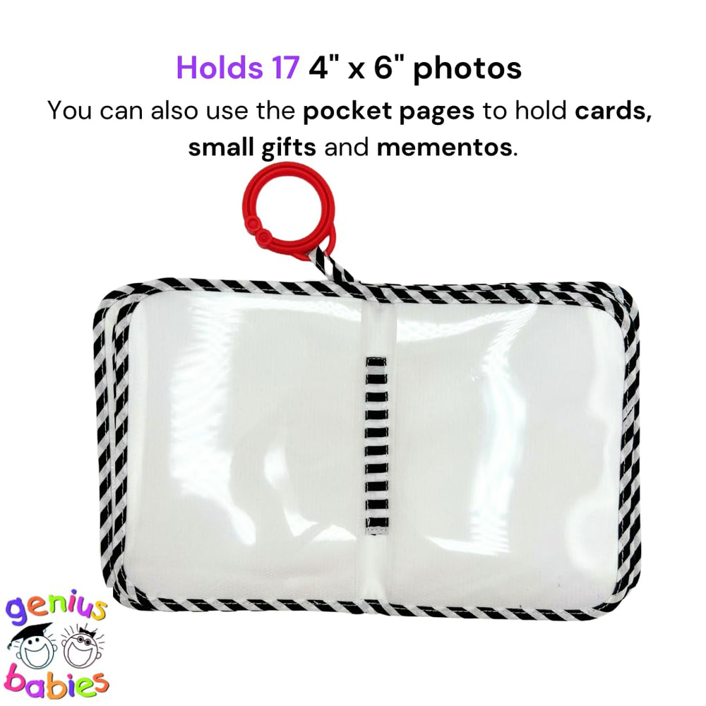 Genius Baby Toys photo book with mirror interior, encourages self-viewing and exploration.