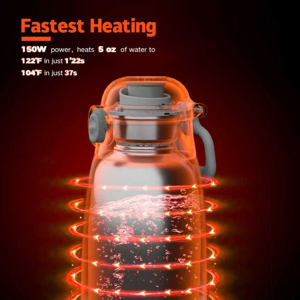 GENTLE BOTTLE portable warmer fast-heating in 2 minutes for quick feeds.