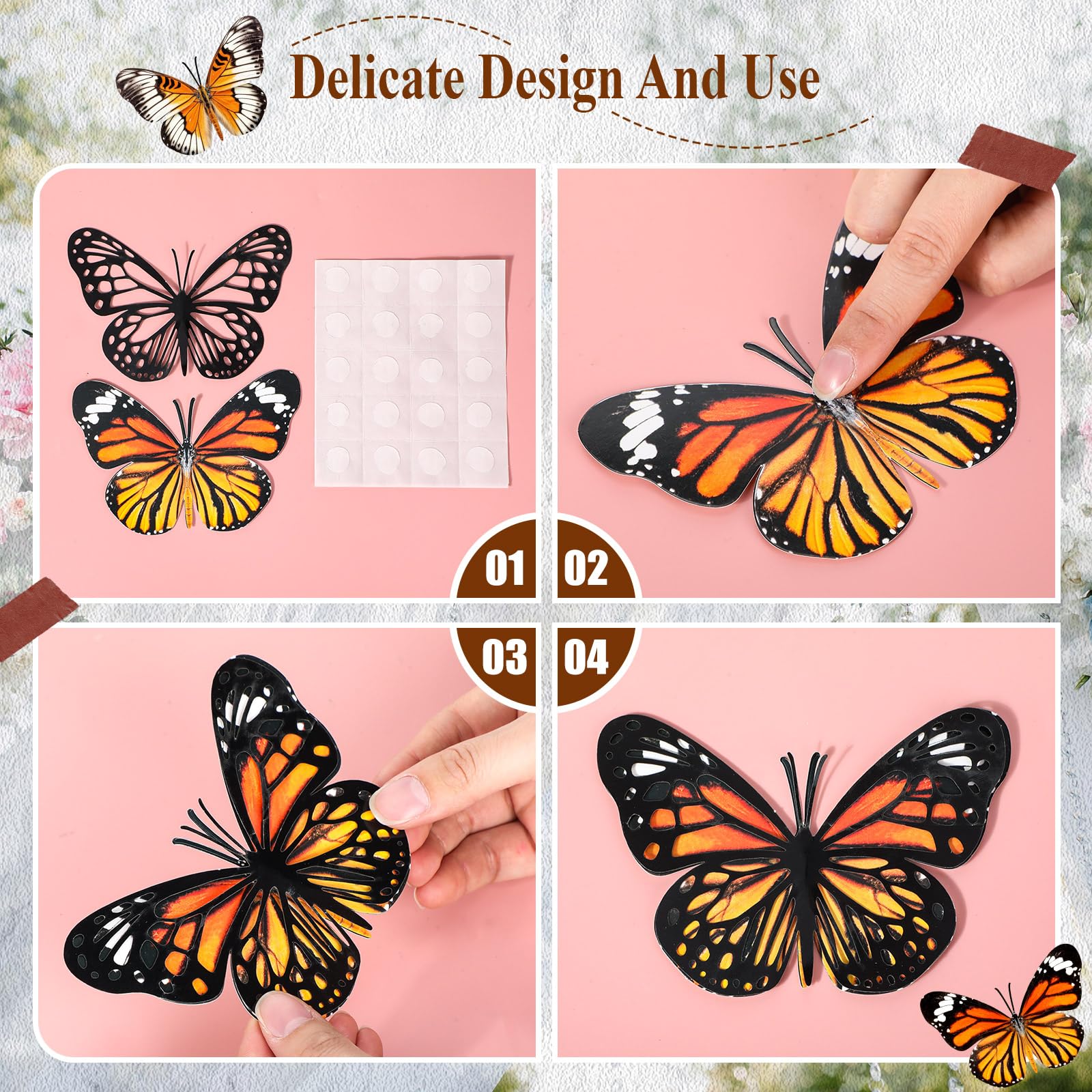 Geosar 3D monarch butterfly 12x9 cm fits small walls and craft projects.
