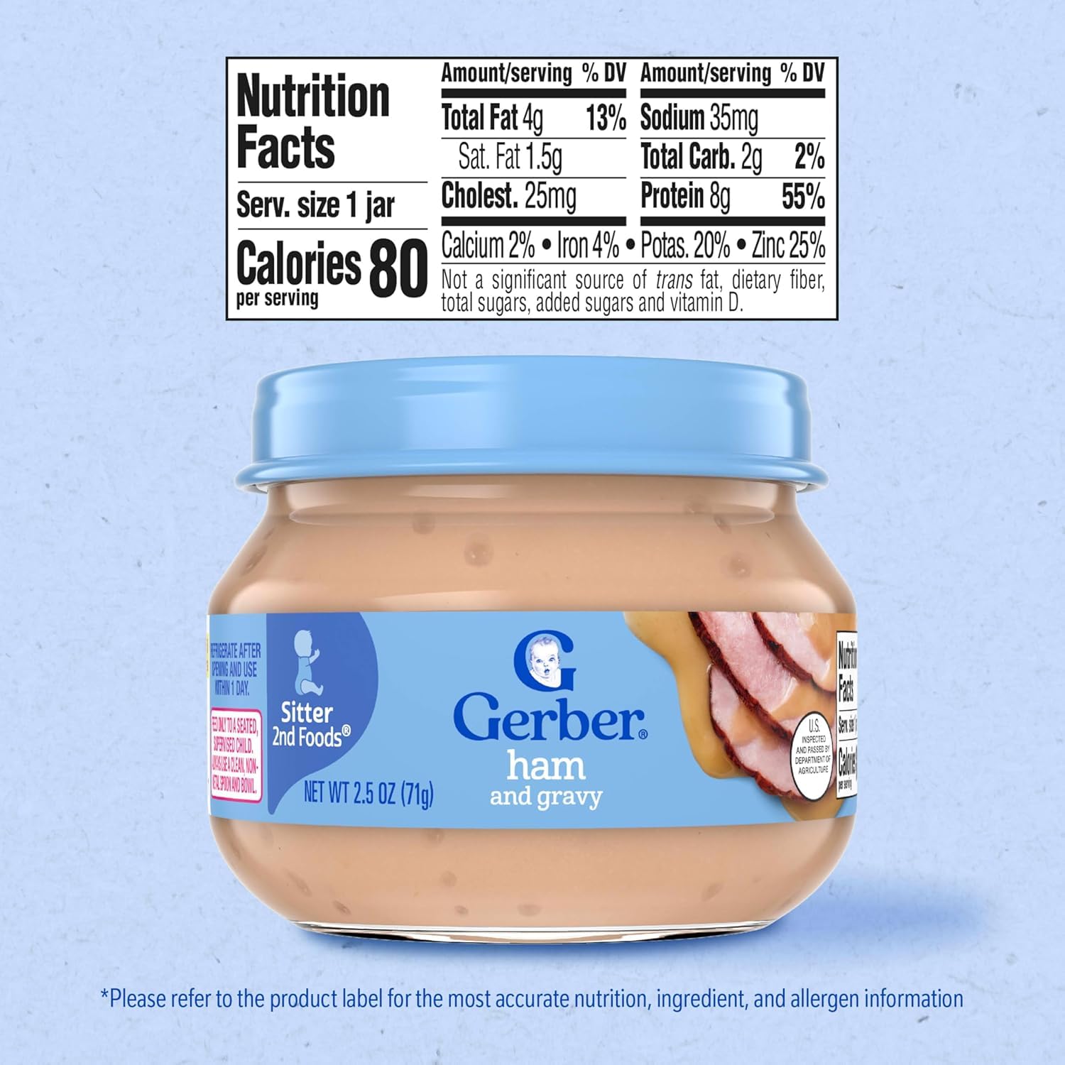 Gerber 2nd Foods nutrition label close-up; protein and zinc info