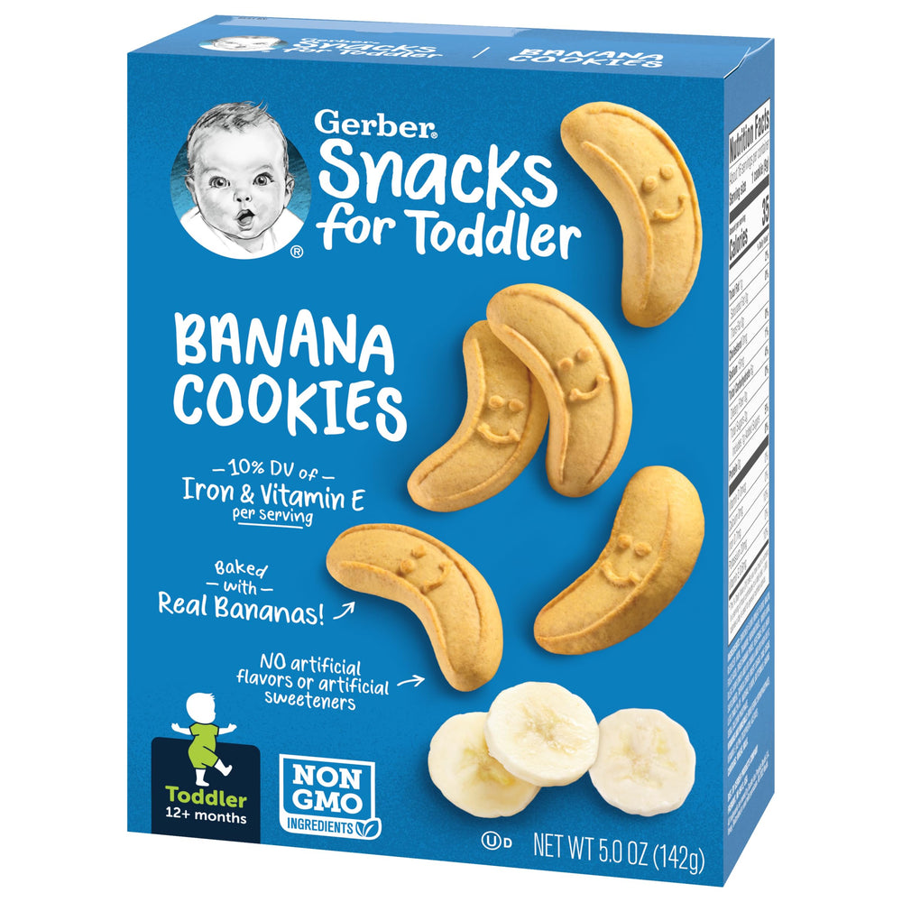 Gerber banana cookies resealable box keeps cookies fresh