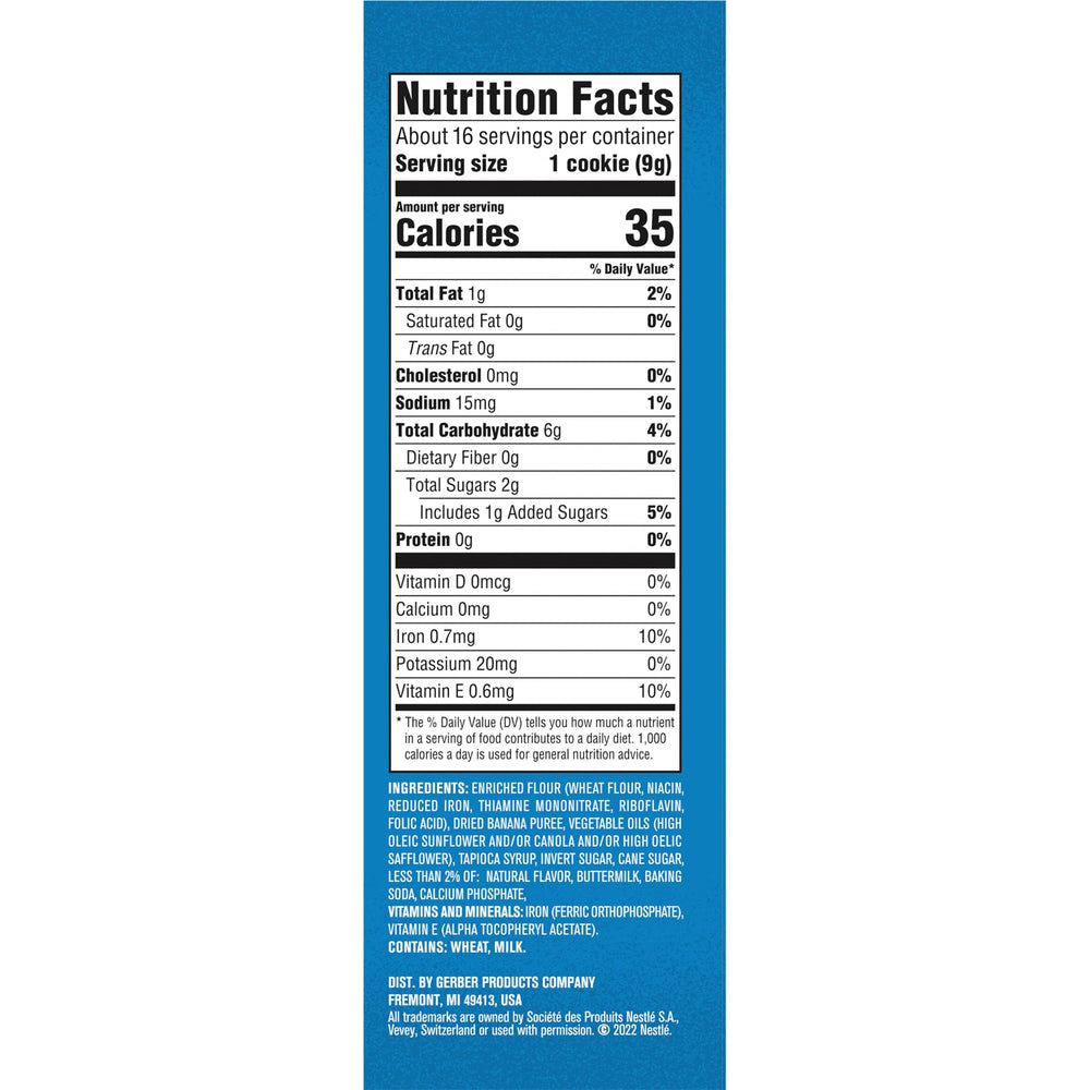 Gerber banana cookies soft texture shown for easy chewing