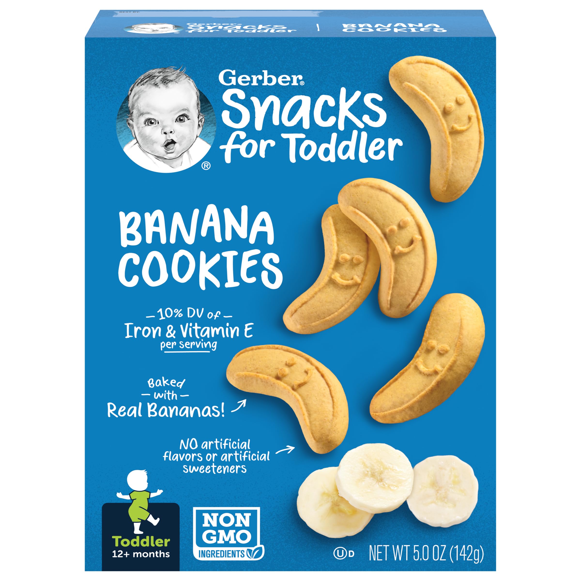 Gerber banana cookies toddler hands grasping easy finger food