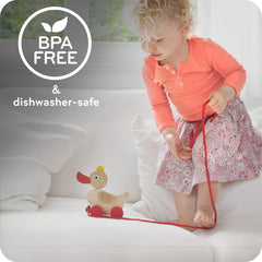 Hourglass shape helps prevent tipping during toddler drinks.