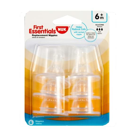 Gerber First Essentials silicone nipples with fast flow support smooth feeds.
