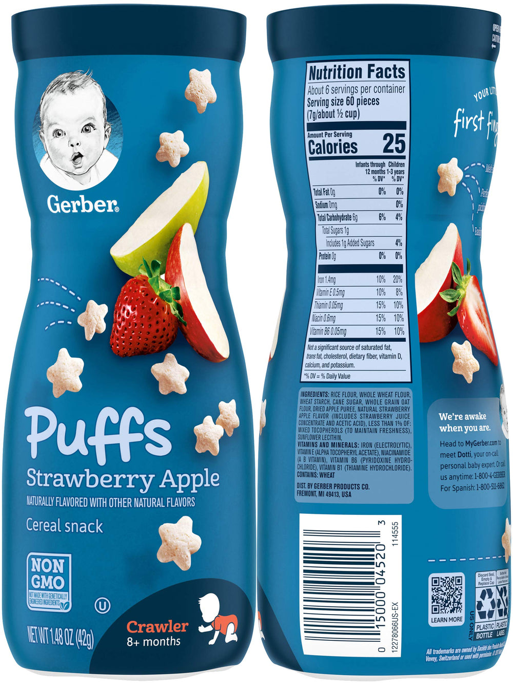 Gerber Graduates Sweet Potato puffs, convenient bite-sized treat for busy families.