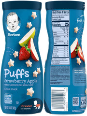 Gerber Graduates Sweet Potato puffs, convenient bite-sized treat for busy families.