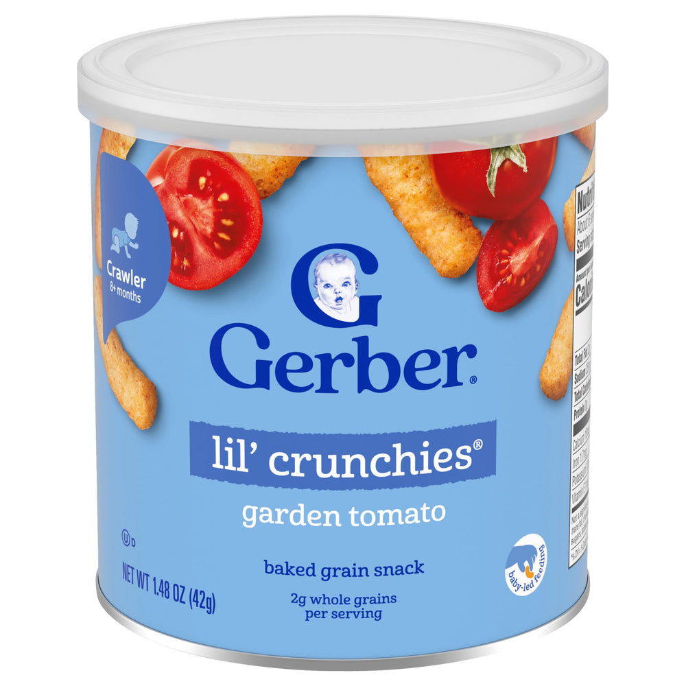 Gerber Lil' Crunchies being offered to a baby during snack time.