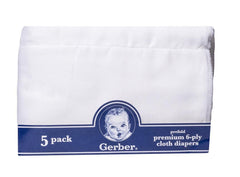 Gerber Prefold Premium 6-Ply Diapers pack displays soft cotton layers for easy changes.