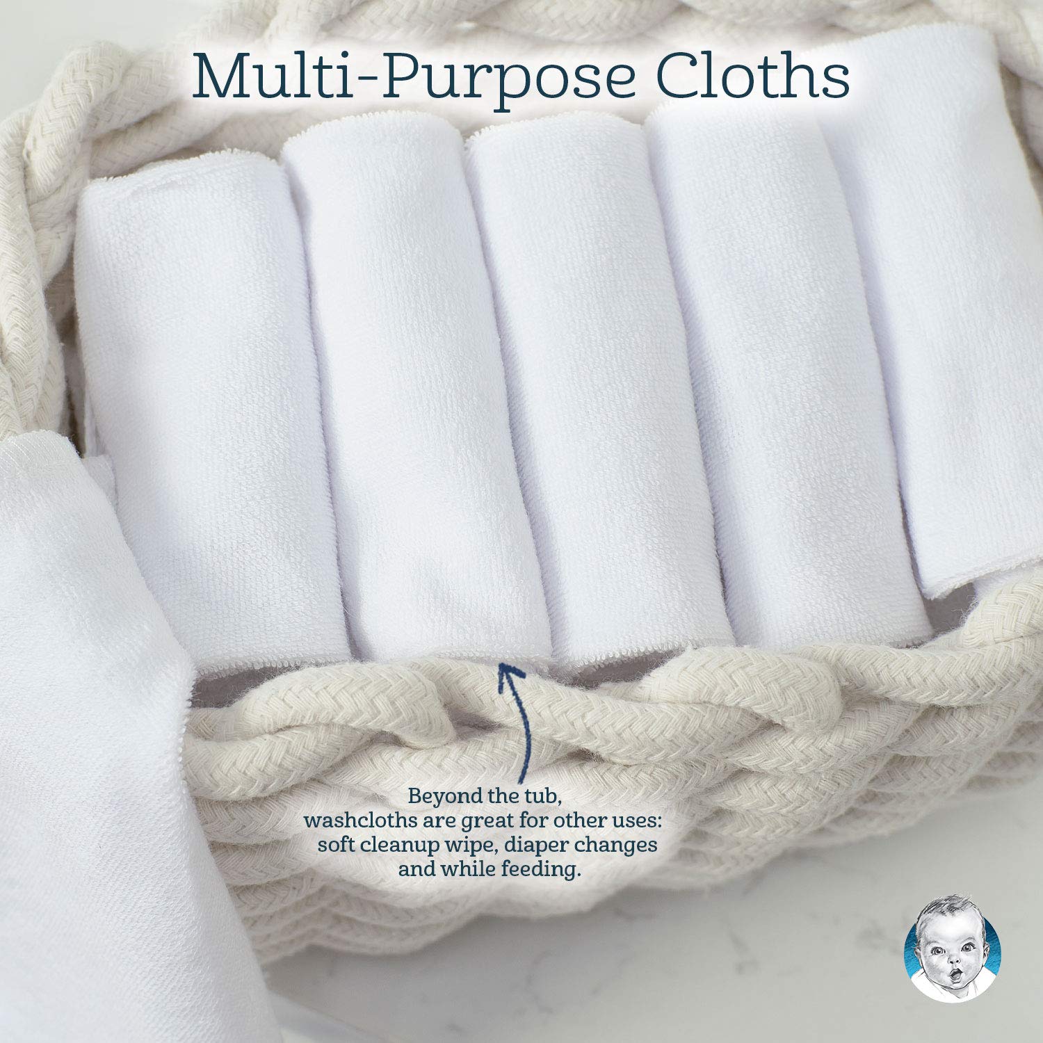 Gerber washcloth fits in a diaper bag for on-the-go care
